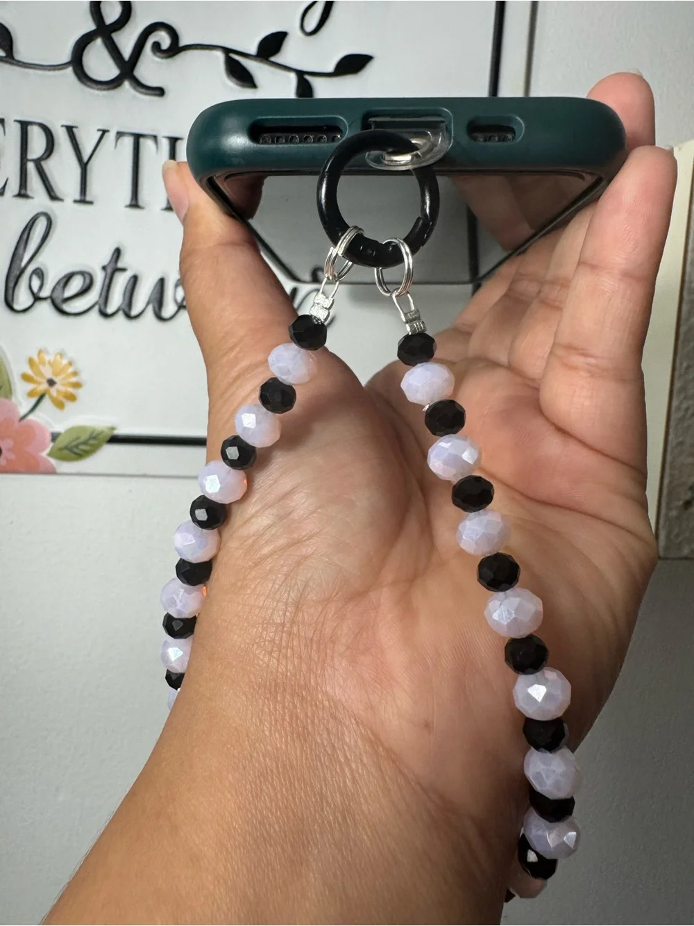 Bling Bling Black and Pale Pink Phone/Key/Bag Chain #P1072